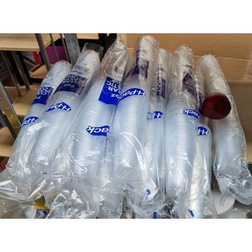 32 - A selection of fifteen tubes of stackable HPAC clear plastic cups (7OZ). Containing one hundred cups... 