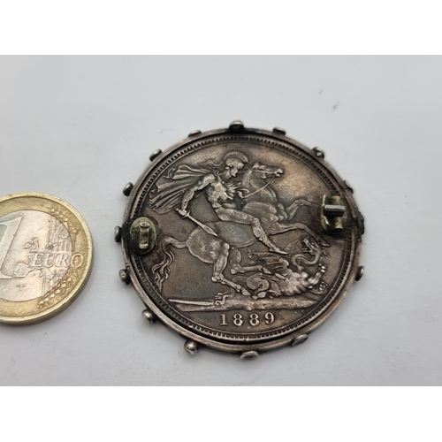 55 - A  sterling silver Memorial medallion, dated 1889 and inscribed 