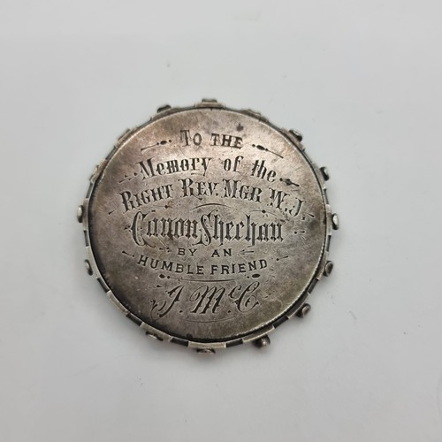 55 - A  sterling silver Memorial medallion, dated 1889 and inscribed 