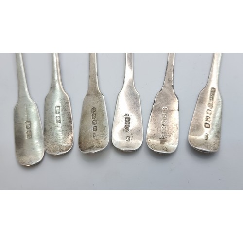 6 - A collection of six Irish silver teaspoons, hallmarked Dublin, 1828. Makers mark states 