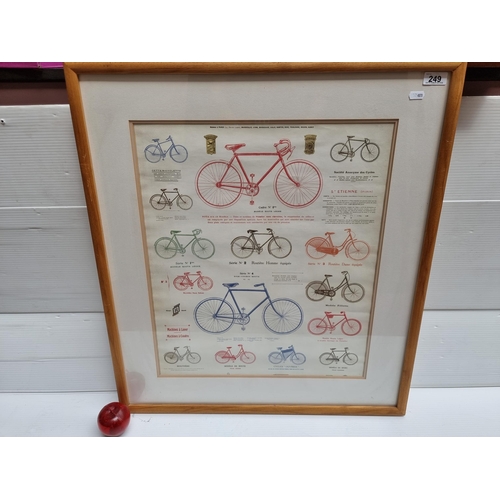 249 - An interesting high quality print showcasing St Etienne bicycles of various styles. St Etienne was a... 