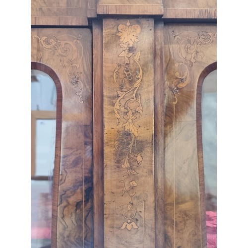 536 - Star Lot: A stunning eye-catching enormous antique Victorian burr walnut marquetry inlaid three-door... 