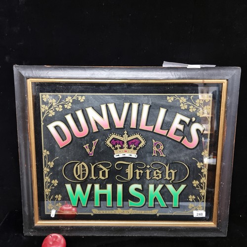 248 - Star Lot : A fantastic 100% original vintage advertising mirror for Dunville's Whiskey, housed in or... 