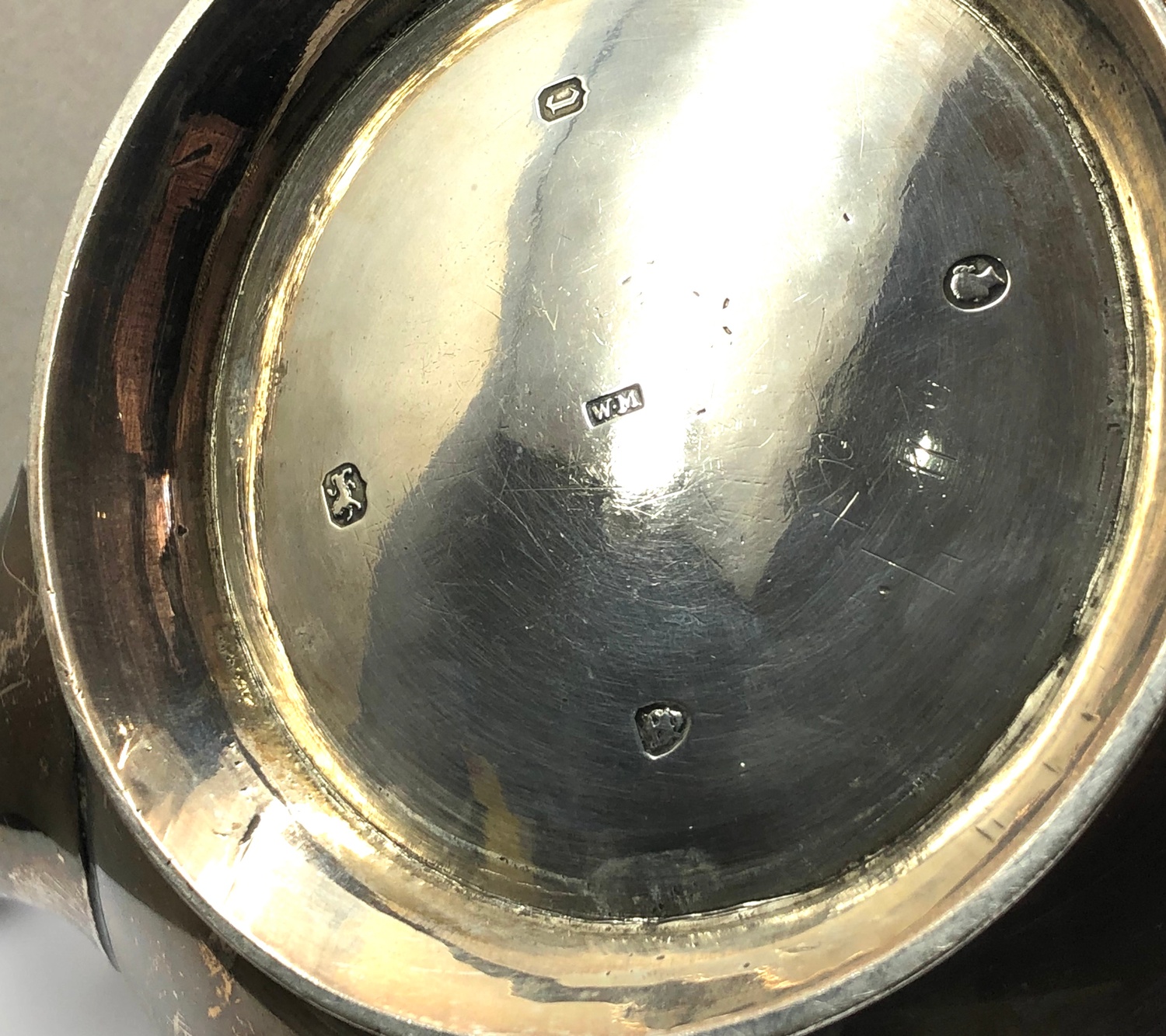 Victorian silver teapot london silver hallmarks makers mark W.M weight