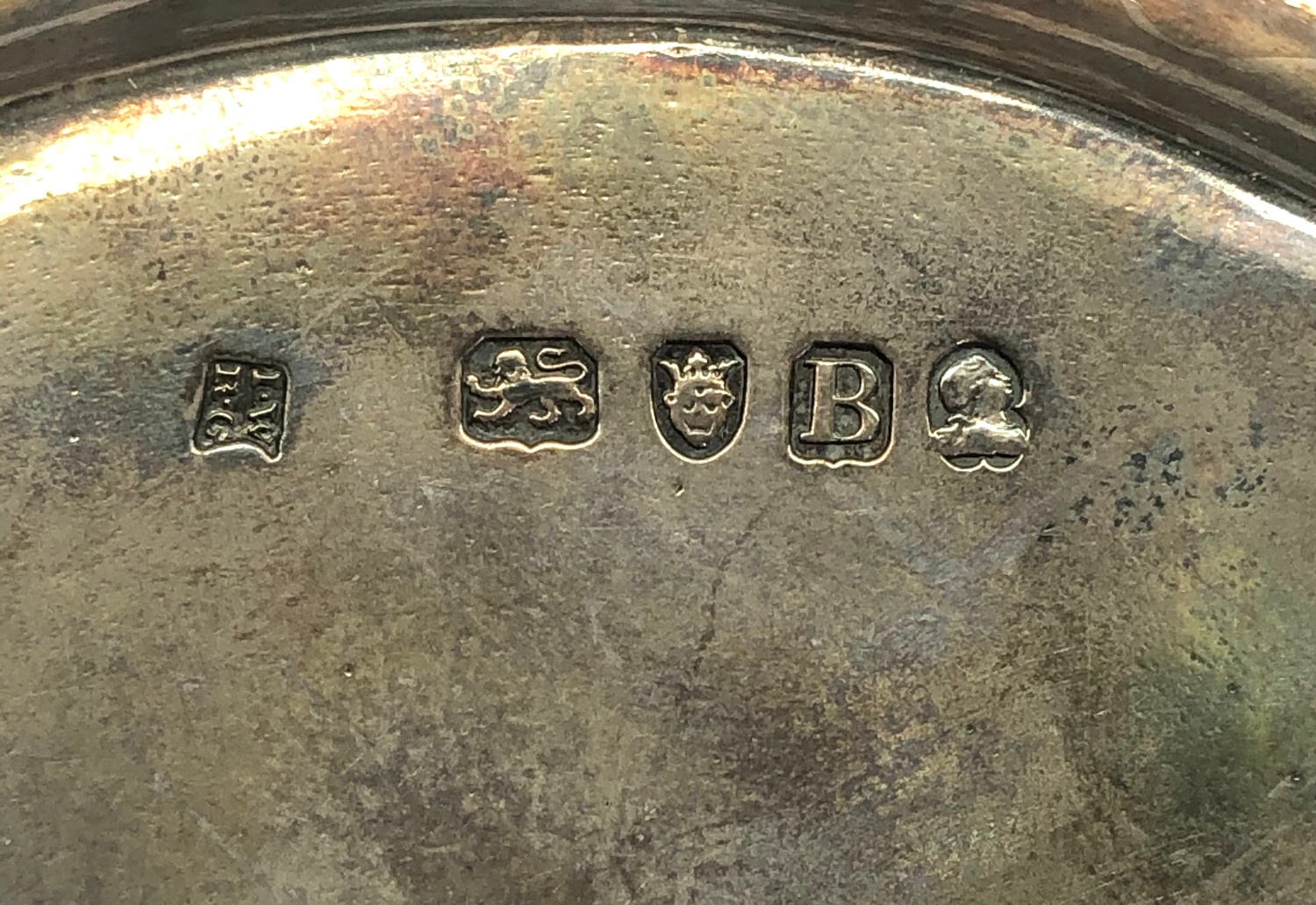 silver letter tray London silver hallmarks date letter B makes