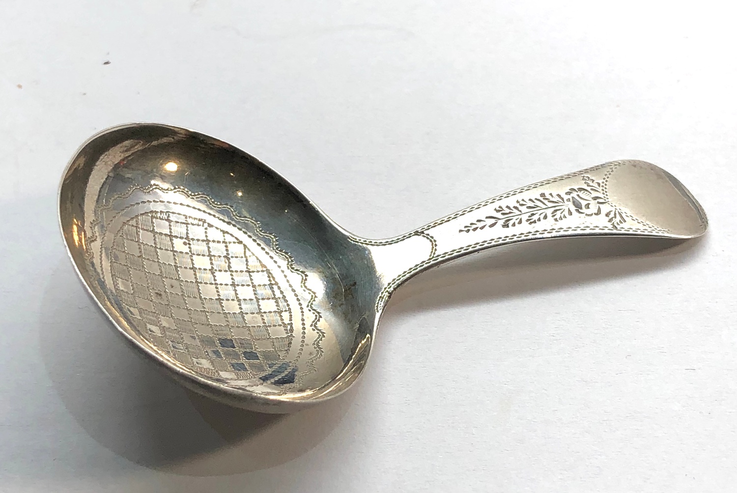 silver tea caddy spoon Birmingham silver hallmarks