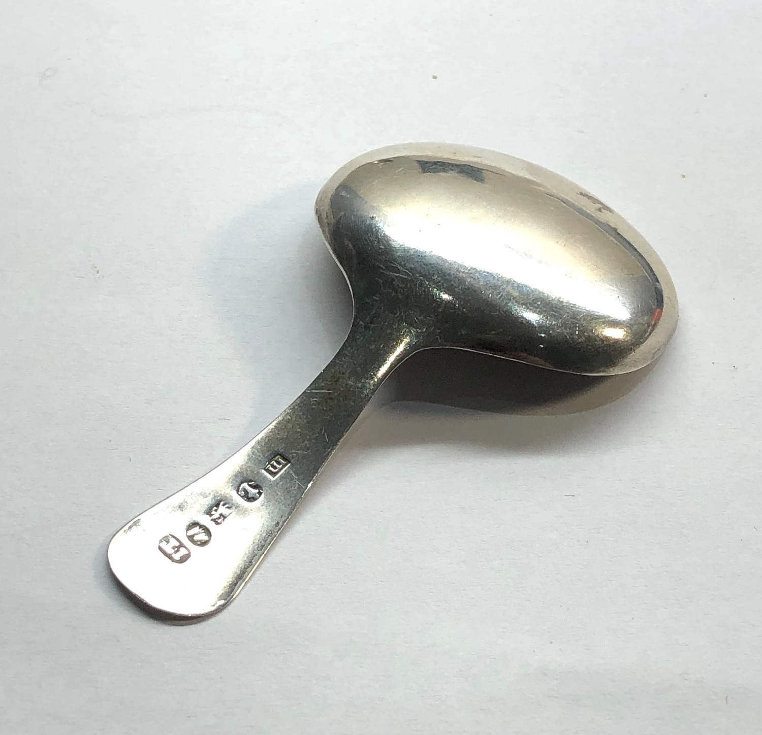 silver tea caddy spoon Birmingham silver hallmarks