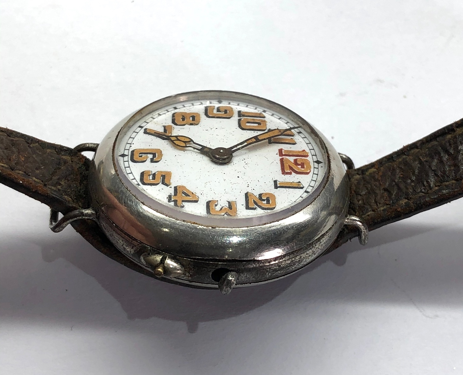 Original gents ww1 trench watch with watch protector patent No 20696 ...