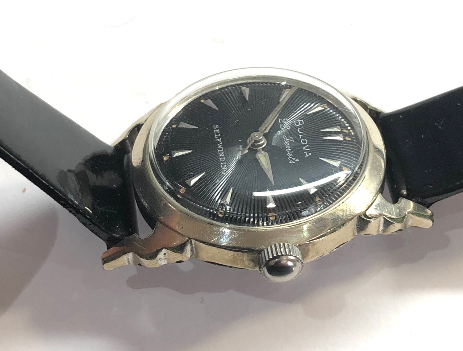 Vintage Black Face Bulova Gents Wristwatch Jewel Self Winding Watch ...