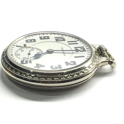 51 - Fine art deco 14ct white gold plated Hamilton watch Co Lancaster  double roller pocket watch in very... 