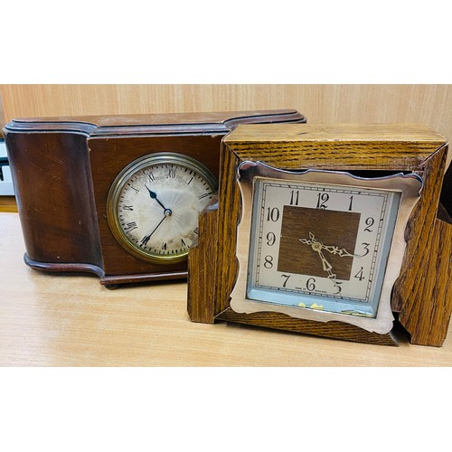 Selection 3 vintage mantle clocks, cases in need of restoration, all