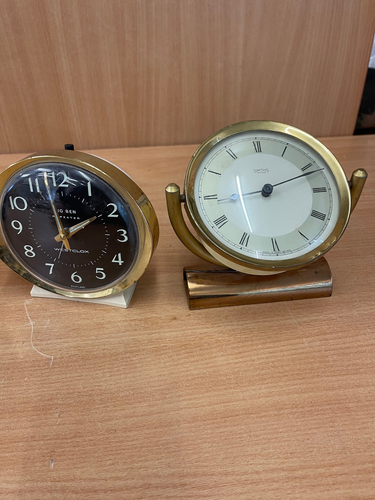 Selection vintage bedside alarm clocks, all untested