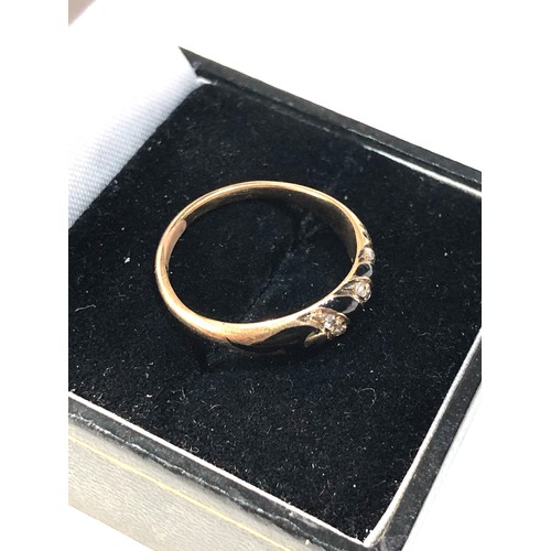 364 - 18ct Gold and black enamel rose diamond ring weight 3.1g