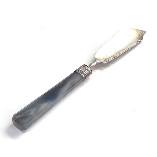 6 - Large Victorian silver & agate handle butter knife measures approx 23cm long