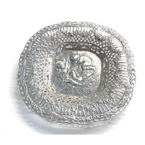 7 - Vintage Finland ornate silver cherub dish hallmarked for 1956 measures approx 16cm dia weight 132g