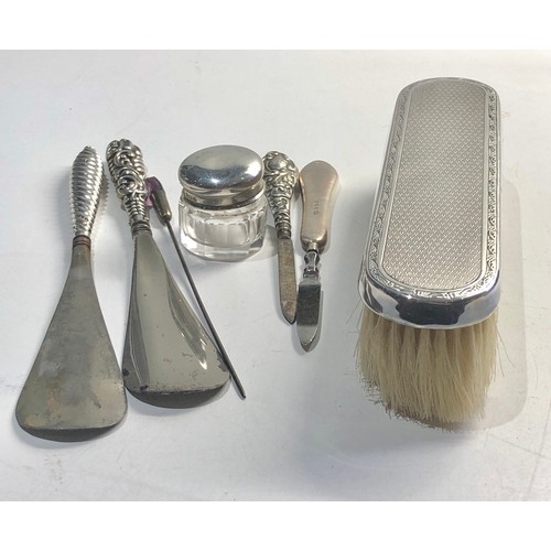 13 - Selection of silver items brush , nail files etc
