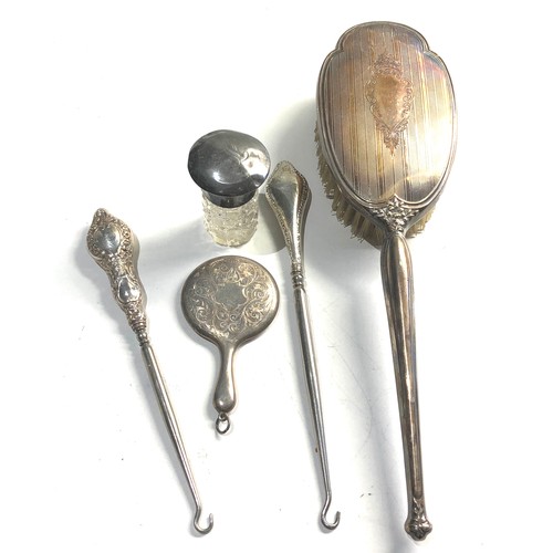 37 - Selection of silver items includes brush button hooks etc