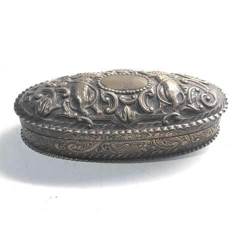 21 - Antique victorian silver trinket box measures approx 15cm by 7cm height 4cm weight 145g