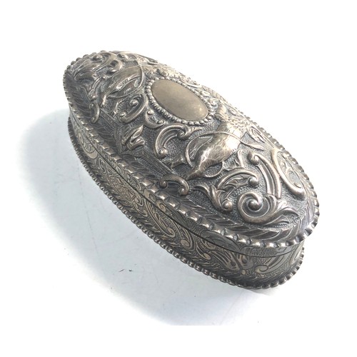 21 - Antique victorian silver trinket box measures approx 15cm by 7cm height 4cm weight 145g