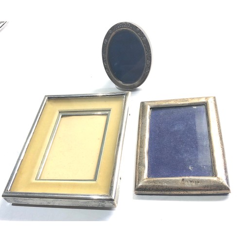 36 - 3 silver picture frames largest measures approx 14cm by 11cm