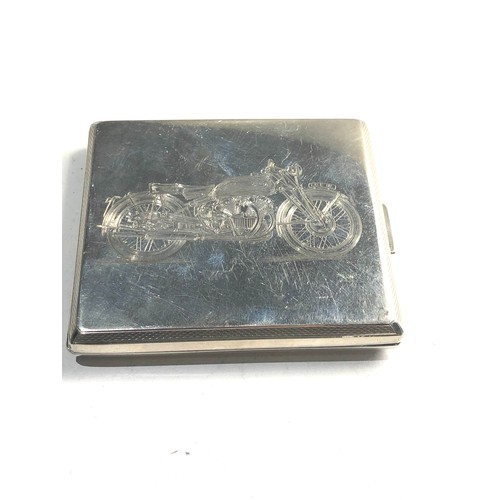 20 - Heavy silver cigarette case engraved moter vincent bike weight 137g
