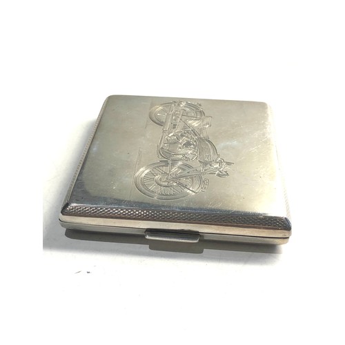20 - Heavy silver cigarette case engraved moter vincent bike weight 137g
