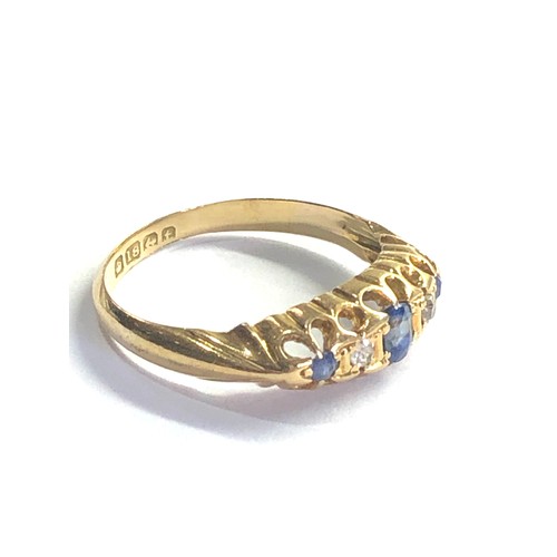 59 - Antique 18ct gold diamond & sapphire ring weight 2.9g