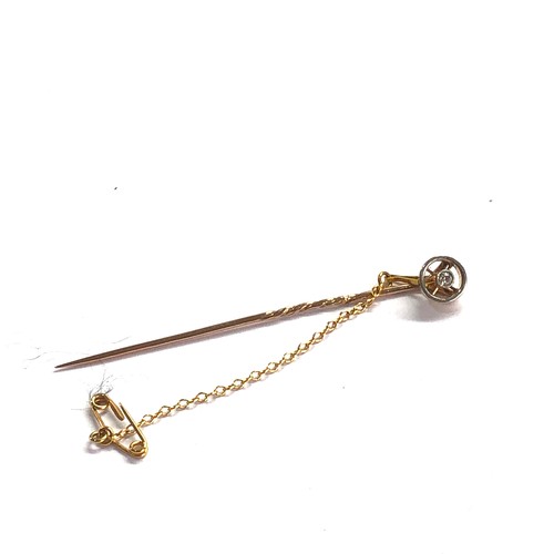 50 - Antique 15ct gold diamond stick pin 2g