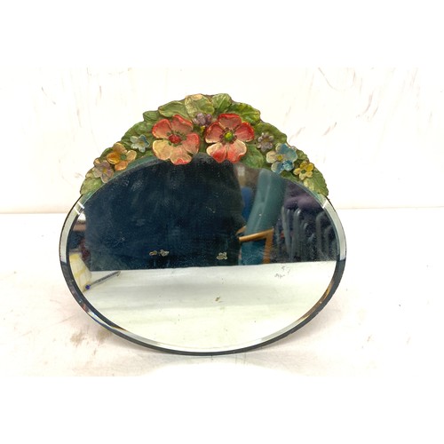 51 - Small flower design table free standing mirror measures approx 10