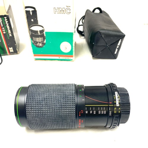 18 - 2 Hanimex lenses includes hanimex wide angle lens 28mm f2.8, hanimex  80-200mm f/4.5