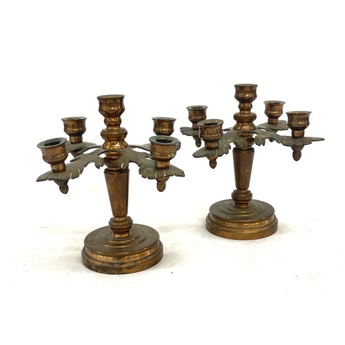 15 - Pair miniature brass candelabras, approximate height  4.5 inches
