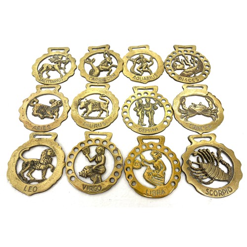 16 - 12 vintage zodiac horse brasses