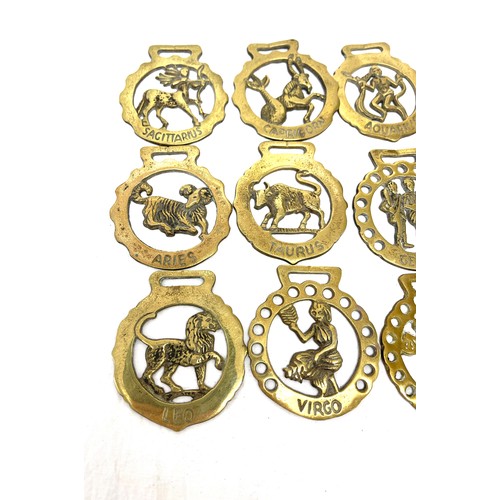 16 - 12 vintage zodiac horse brasses
