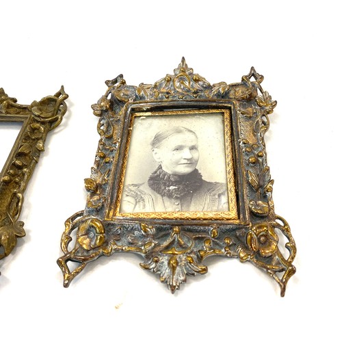46 - Pair antique brass small ornate picture frames, overall height 6 inches by 4 inches Width