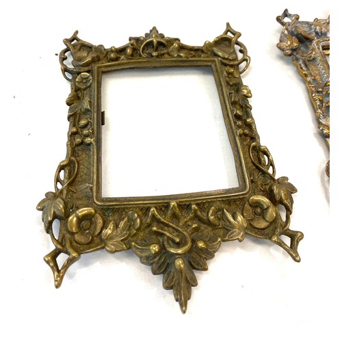 46 - Pair antique brass small ornate picture frames, overall height 6 inches by 4 inches Width