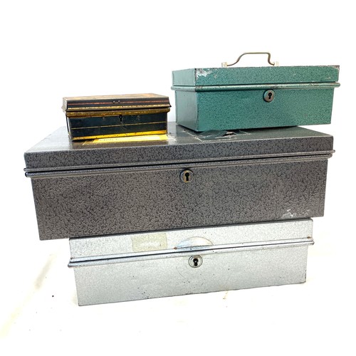 38 - 4 lockable metal tins, various sizes (only one has key)