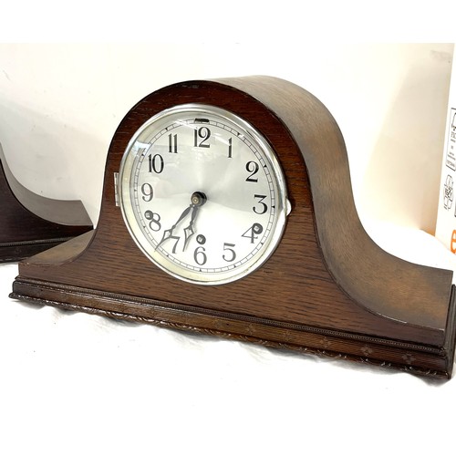 33 - 2 Vintage three key hole oak nelson hat mantel clocks includes Bentima