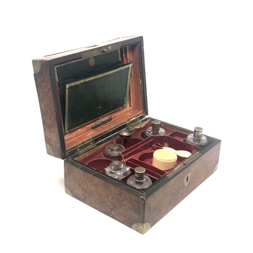 33 - Antique cased french travel box with silver mounted fittings in need of some restoration