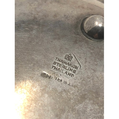 49 - Thailand Silver & niello ash tray measures approx 9.8cm dia weight 44g