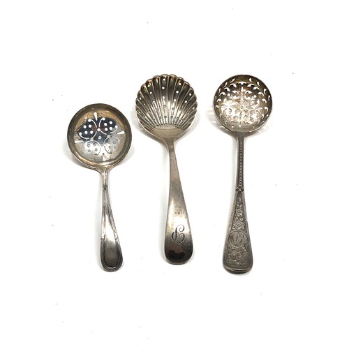 23 - 3 antique silver strainer spoons