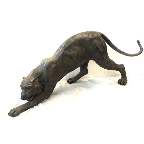 368 - Large bronze Tiger, Puma, Panther in hunting stance, approximate measurements:  Height 20 inches, Le... 