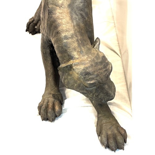 368 - Large bronze Tiger, Puma, Panther in hunting stance, approximate measurements:  Height 20 inches, Le... 