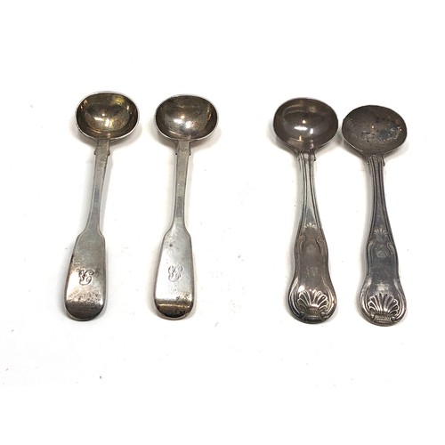 44 - 2 pairs of antique silver mustard spoons