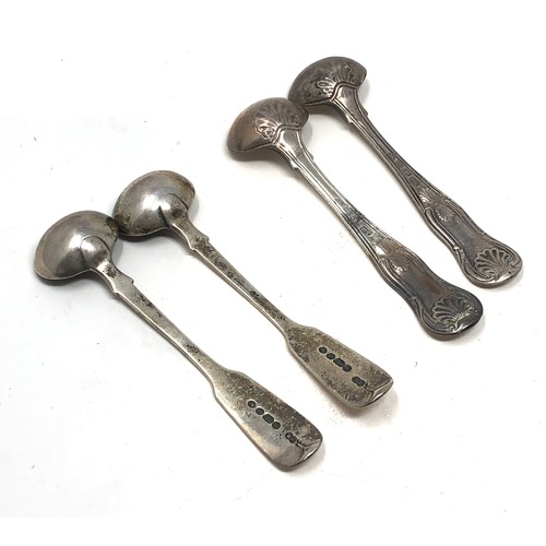 44 - 2 pairs of antique silver mustard spoons