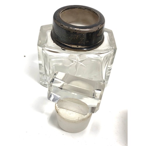 3 - 3 antique silver & cut glass scent bottle & trinket jars