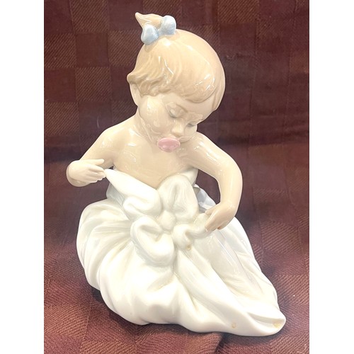 2 - Nao By Lladro My blanky little girl with blanket figurine #1337, Nao Ballerina sitting down 1997 lit... 
