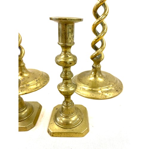 37 - 2 Pairs of brass candle sticks height of the tallest measures approx 12