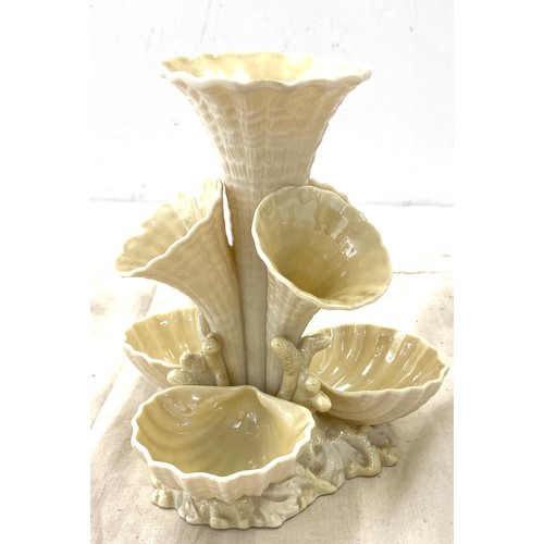 15 - Pair Belleek pottery epergne's, both in good overall condition, approximate height 7 inches