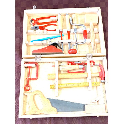 20 - Kids wooden toolbox with contents