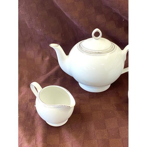 30 - Royal Doulton Paramount Platinum teapot, sugar or milk jug, all in good overall condition